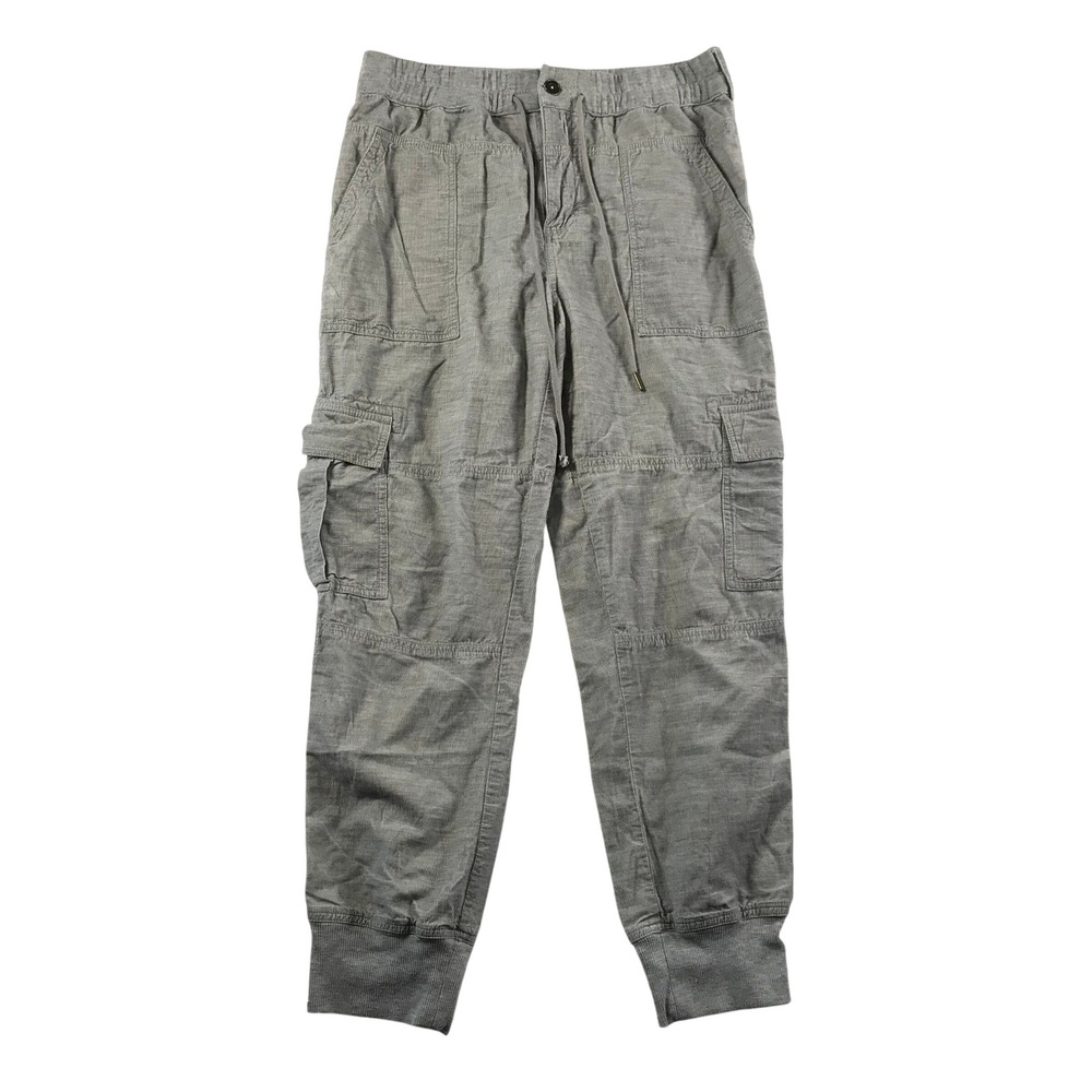 Sundance Gray Cotton Cargo Jogger Pants Elastic Drawstring Waist Womens Small